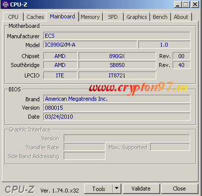 CPU-Z Motherboard ECS I-Cafe / IC890GXM-A V1.1